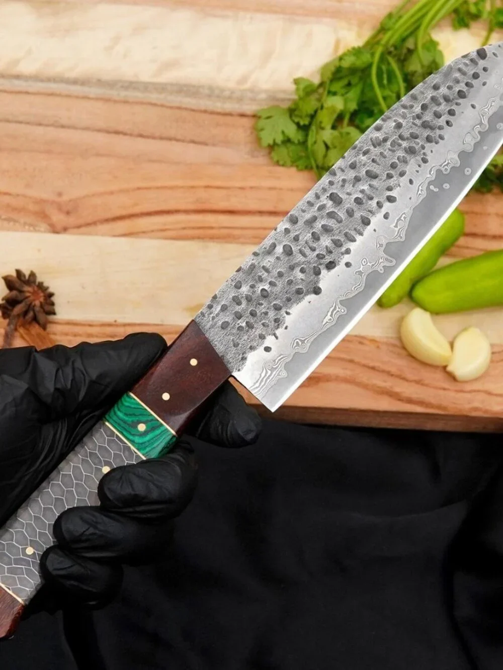 Handmade Damascus Style Chef Knife Wood Handle Kitchen Knife